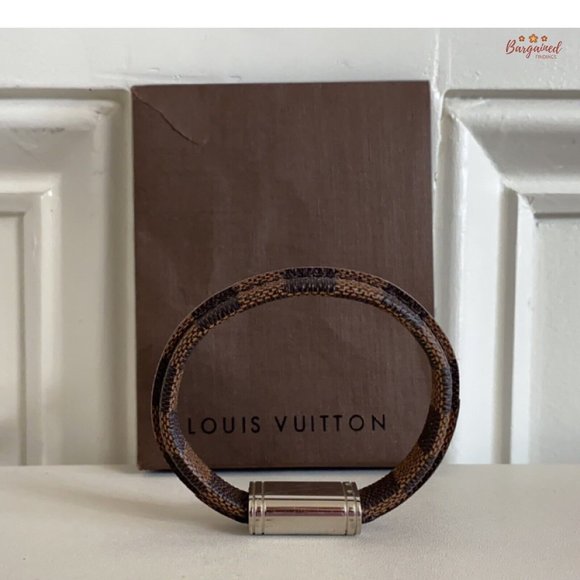 Authentic Louis Vuitton Brown Damier Ebene Coated Canvas Clip It Bracelet BC0148 - Picture 4 of 12